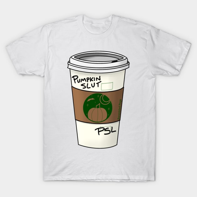 Pumpkin Slut Latte T-Shirt by scrambledpegs